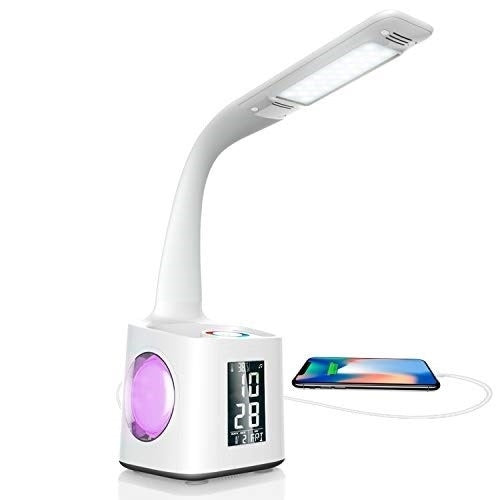 10W Touch Control 3-speed Adjustment Light DimmableEye Protection Table Lamp Coloured Night Light with Pen Holder & Alarm Clock by YWXLight