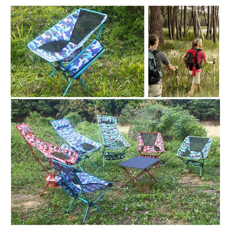 Outdoor Camouflage Portable Folding Camping Chair Light Fishing Beach Chair Aviation Aluminum Alloy Backrest Recliner by bashfashion