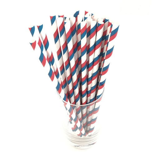 2 Packs / 50pcs Degradable Color Environmental Protection Striped Paper Straw Disposable Kraft Paper Straw by bashfashion