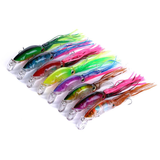 HENGJIA JIZ002 10cm/16.6g 8 PCS Big Octopus Squid Shaped Hard Baits Long Shot Fishing Lures Tackle Baits Fit Sea Fishing and Freshwater Fishing,Bagged by HENGJIA