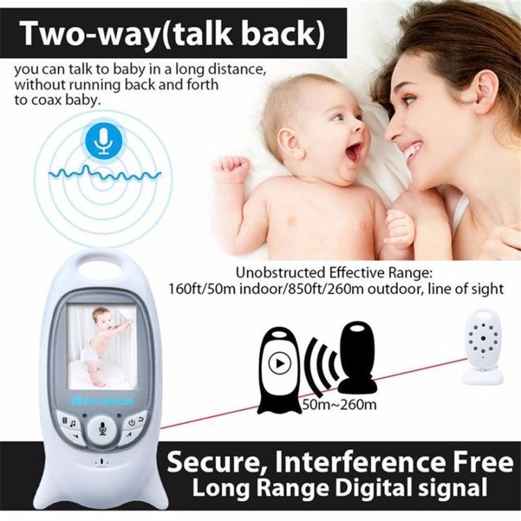 VB601 2.0 inch LCD Screen Hassle-Free Portable Baby Monitor, Support Two Way Talk Back, Night Vision(AU Plug) by bashfashion