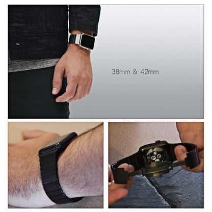 For Apple Watch 42mm Stainless Steel Watch Band(Black) by bashfashion