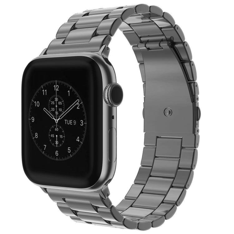 For Apple Watch Series 10 42mm / 9&8&7 41mm / SE 3&SE 2&6&SE&5&4 40mm / 3&2&1 38mm Fold Buckle 3 Beads Stainless Steel Watch Band (Grey) by bashfashion