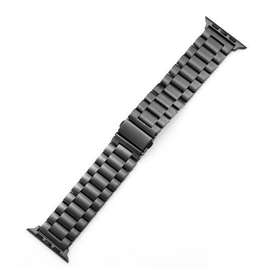 For Apple Watch Series 10 42mm / 9&8&7 41mm / SE 3&SE 2&6&SE&5&4 40mm / 3&2&1 38mm Fold Buckle 3 Beads Stainless Steel Watch Band (Grey) by bashfashion