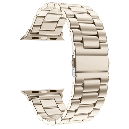 For Apple Watch Series 10 42mm / 9&8&7 41mm / SE 3&SE 2&6&SE&5&4 40mm / 3&2&1 38mm Fold Buckle 3 Beads Stainless Steel Watch Band (Starlight) by bashfashion