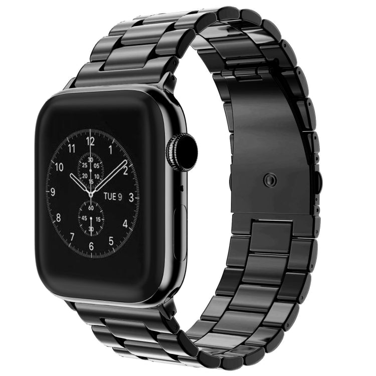 Fold Buckle 3 Beads Stainless Steel Watch Band For Apple Watch Ultra 49mm&Watch Ultra 2 49mm / Series 10 46mm / 9&8&7 45mm / SE 3&SE 2&6&SE&5&4 44mm / 3&2&1 42mm(Black) by bashfashion