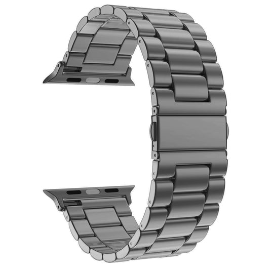 Fold Buckle 3 Beads Stainless Steel Watch Band For Apple Watch Ultra 49mm&Watch Ultra 2 49mm / Series 10 46mm / 9&8&7 45mm / SE 3&SE 2&6&SE&5&4 44mm / 3&2&1 42mm(Grey) by bashfashion