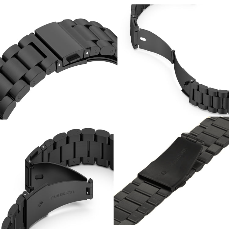 Fold Buckle 3 Beads Stainless Steel Watch Band For Apple Watch Ultra 49mm&Watch Ultra 2 49mm / Series 10 46mm / 9&8&7 45mm / SE 3&SE 2&6&SE&5&4 44mm / 3&2&1 42mm(Black+Rose gold) by bashfashion