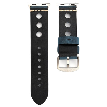 For Apple Watch Series 10 42mm / 9&8&7 41mm / SE 3&SE 2&6&SE&5&4 40mm / 3&2&1 38mm Retro Hole Genuine Leather Wrist Watch Band(Blue) by bashfashion