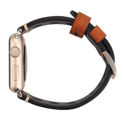 For Apple Watch Series 10 42mm / 9&8&7 41mm / SE 3&SE 2&6&SE&5&4 40mm / 3&2&1 38mm Retro Hole Genuine Leather Wrist Watch Band(Reddish Brown) by bashfashion