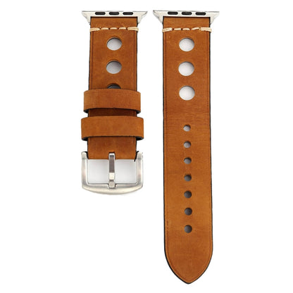 For Apple Watch Series 10 42mm / 9&8&7 41mm / SE 3&SE 2&6&SE&5&4 40mm / 3&2&1 38mm Retro Hole Genuine Leather Wrist Watch Band(Brown) by bashfashion