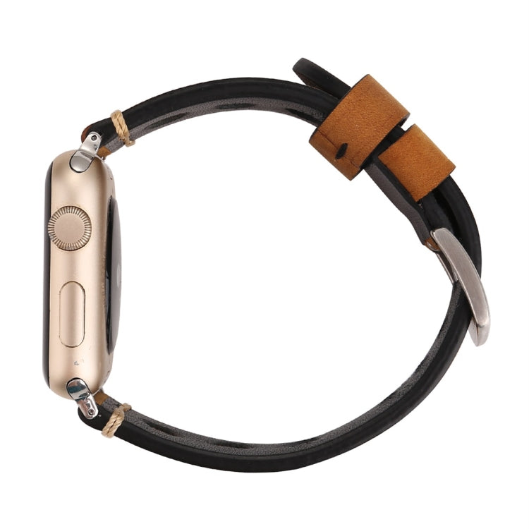 For Apple Watch Series 10 42mm / 9&8&7 41mm / SE 3&SE 2&6&SE&5&4 40mm / 3&2&1 38mm Retro Hole Genuine Leather Wrist Watch Band(Brown) by bashfashion