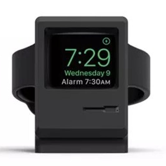 Retro Style Silica Gel Apple Watch Charging Dock Stand Holder Station(Black) by bashfashion
