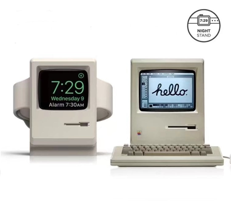 Retro Style Silica Gel Apple Watch Charging Dock Stand Holder Station(Black) by bashfashion