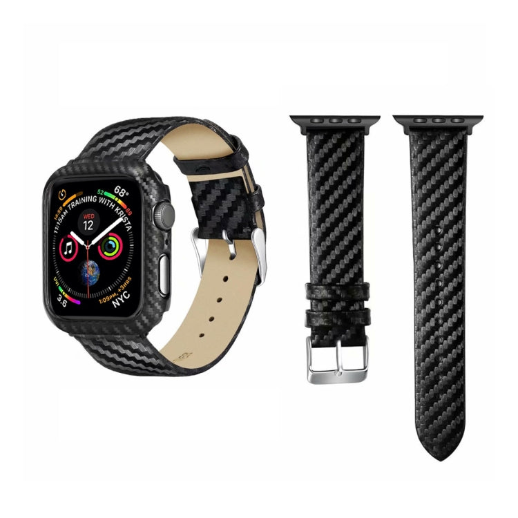 Genuine Leather Carbon Fiber Strap for Apple Watch Ultra 49mm&Watch Ultra 2 49mm / Series 10 46mm / 9&8&7 45mm / SE 3&SE 2&6&SE&5&4 44mm / 3&2&1 42mm by bashfashion