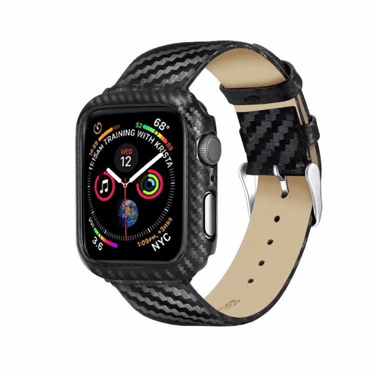 Genuine Leather Carbon Fiber Strap + Frame for Apple Watch Series 4 40mm by bashfashion