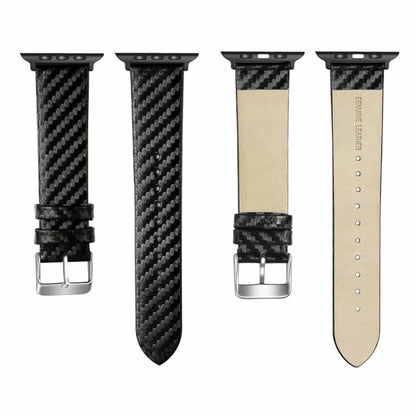 Genuine Leather Carbon Fiber Strap + Frame for Apple Watch Series 4 40mm by bashfashion