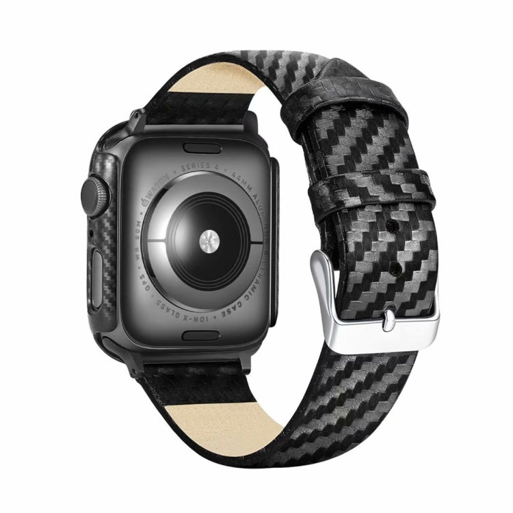 Genuine Leather Carbon Fiber Strap + Frame for Apple Watch Series 4 40mm by bashfashion