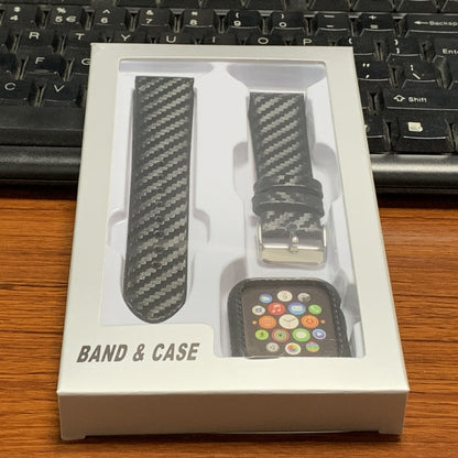 Genuine Leather Carbon Fiber Strap + Frame for Apple Watch Series 4 40mm by bashfashion