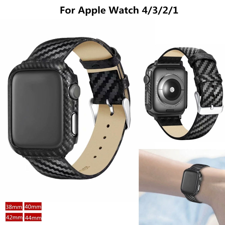 Genuine Leather Carbon Fiber Strap + Frame for Apple Watch Series 3 & 2 & 1 38mm by bashfashion