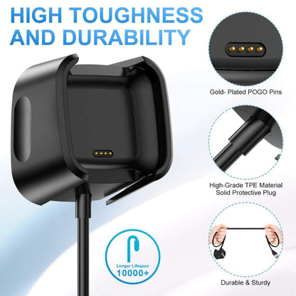 For Fitbit Versa 2 Charger Charging Dock Base Stand Holder with 1m Charging Cable(Black) by bashfashion