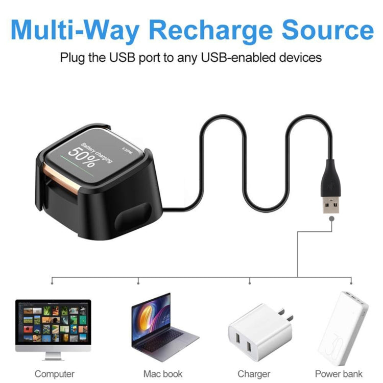 For Fitbit Versa 2 Charger Charging Dock Base Stand Holder with 1m Charging Cable(Black) by bashfashion