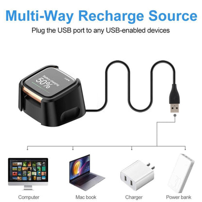 For Fitbit Versa 2 Charger Charging Dock Base Stand Holder with 1m Charging Cable(Black) by bashfashion