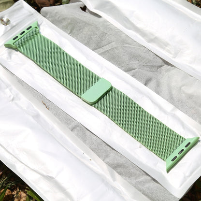 For Apple Watch Series 7 41mm / 6 & SE & 5 & 4 40mm / 3 & 2 & 1 38mm Color-changing Magnetic Nylon Watch Band (Green) by bashfashion