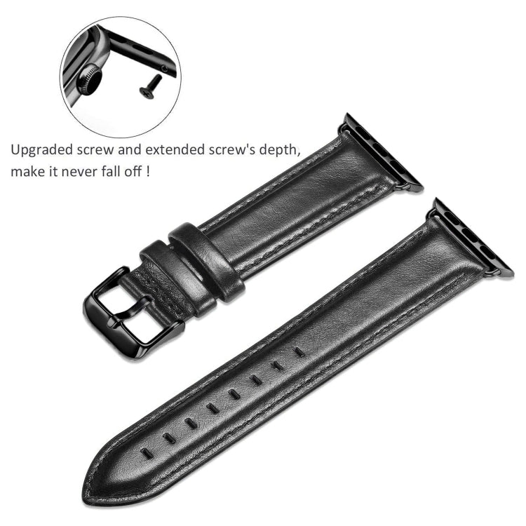 Black Buckle Leather Watch Band For Apple Watch Ultra 49mm&Watch Ultra 2 49mm / Series 10 46mm / 9&8&7 45mm / SE 3&SE 2&6&SE&5&4 44mm / 3&2&1 42mm(Black) by bashfashion