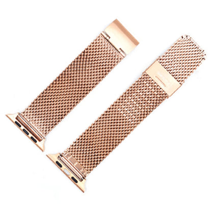 304 Stainless Steel Milanese Watch Band with Connector For Apple Watch Series 10 42mm / 9&8&7 41mm / SE 3&SE 2&6&SE&5&4 40mm / 3&2&1 38mm(Rose Gold) by bashfashion