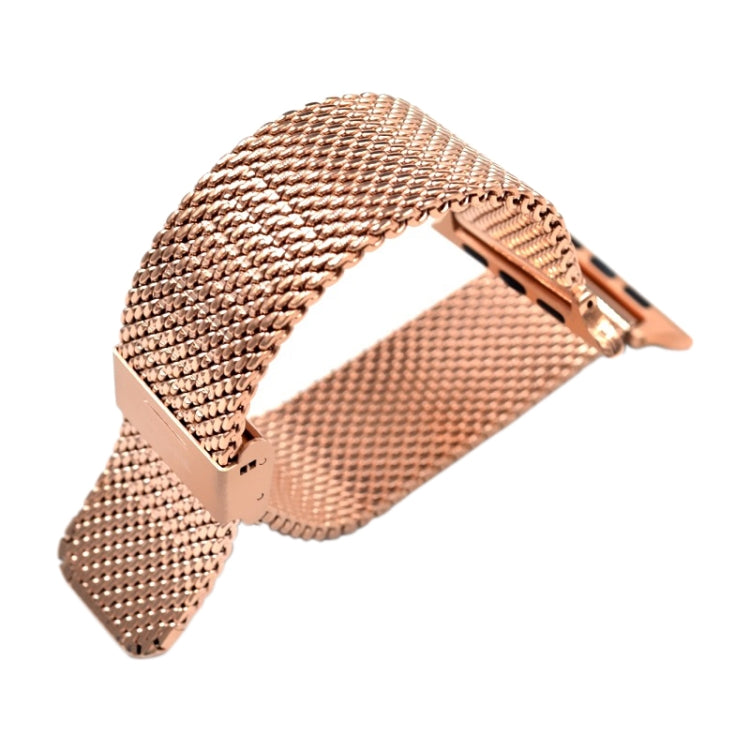 304 Stainless Steel Milanese Watch Band with Connector For Apple Watch Series 7 45mm / 6 & SE & 5 & 4 44mm / 3 & 2 & 1 42mm(Rose Gold) by bashfashion
