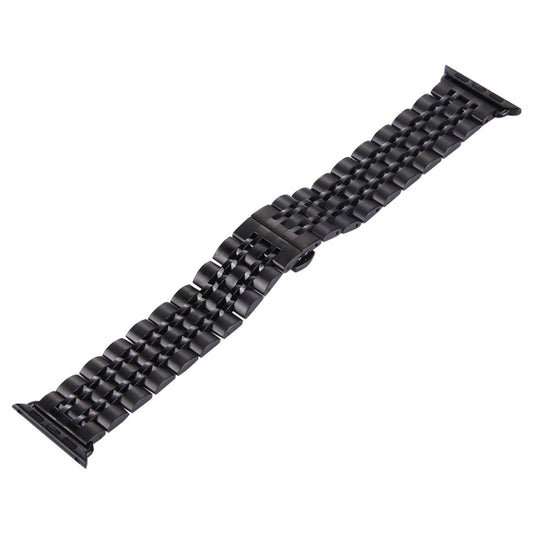 20mm Women Hidden Butterfly Buckle 7 Beads Stainless Steel Watch Band For Apple Watch 38mm(Black) by bashfashion