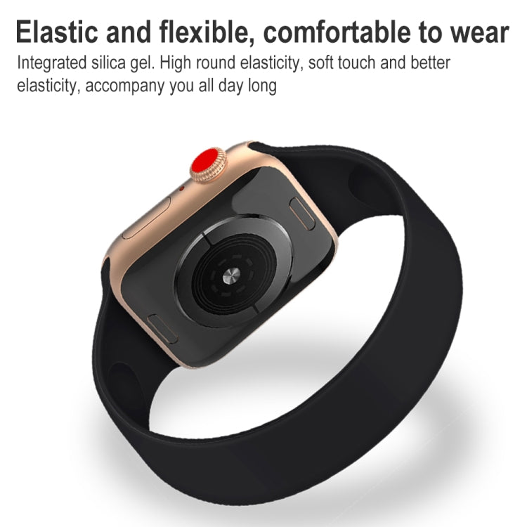 For Apple Watch Series 10 42mm / 9&8&7 41mm / SE 3&SE 2&6&SE&5&4 40mm / 3&2&1 38mm Solid Color Elastic Silicone Watch Band, Size:L 156mm (Alfalfa Grass) by bashfashion