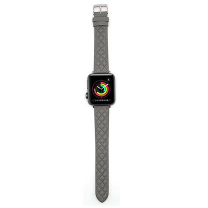 Rhombus Top Layer Cowhide Leather Watch Band For Apple Watch Series 10 42mm / 9&8&7 41mm / SE 3&SE 2&6&SE&5&4 40mm / 3&2&1 38mm (Grey) by bashfashion