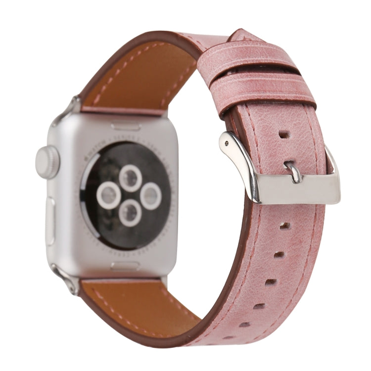 For Apple Watch Series 10 42mm / 9&8&7 41mm / SE 3&SE 2&6&SE&5&4 40mm / 3&2&1 38mm Fresh Style Genuine Leather Watch Band(Pink) by bashfashion