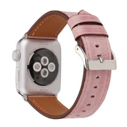 For Apple Watch Series 10 42mm / 9&8&7 41mm / SE 3&SE 2&6&SE&5&4 40mm / 3&2&1 38mm Fresh Style Genuine Leather Watch Band(Pink) by bashfashion
