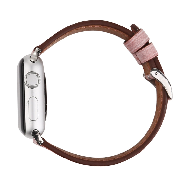 For Apple Watch Series 10 42mm / 9&8&7 41mm / SE 3&SE 2&6&SE&5&4 40mm / 3&2&1 38mm Fresh Style Genuine Leather Watch Band(Pink) by bashfashion