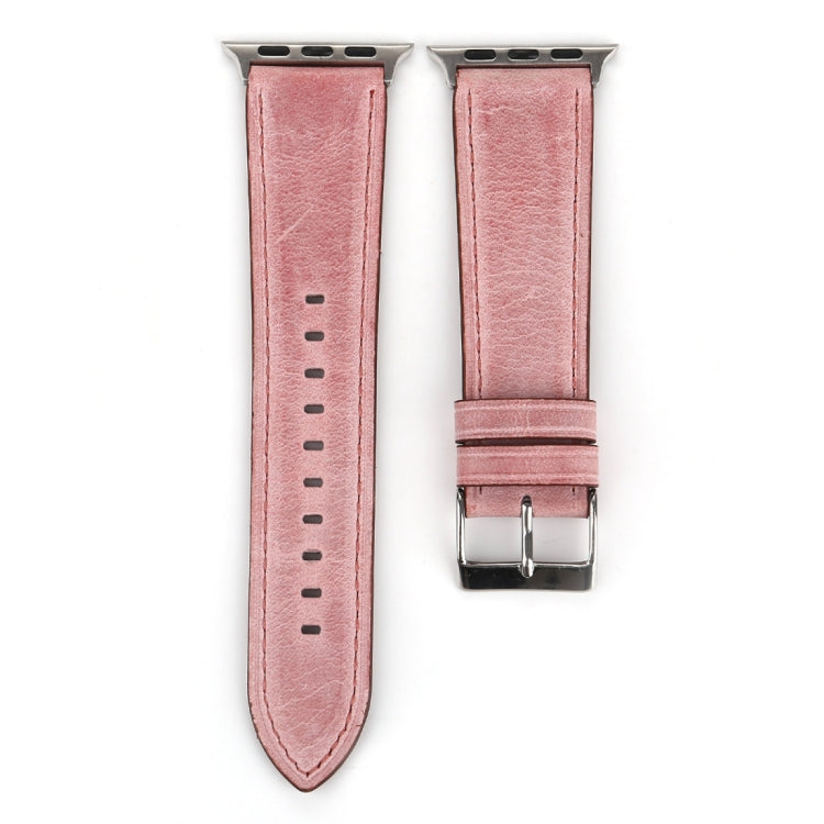For Apple Watch Series 10 42mm / 9&8&7 41mm / SE 3&SE 2&6&SE&5&4 40mm / 3&2&1 38mm Fresh Style Genuine Leather Watch Band(Pink) by bashfashion