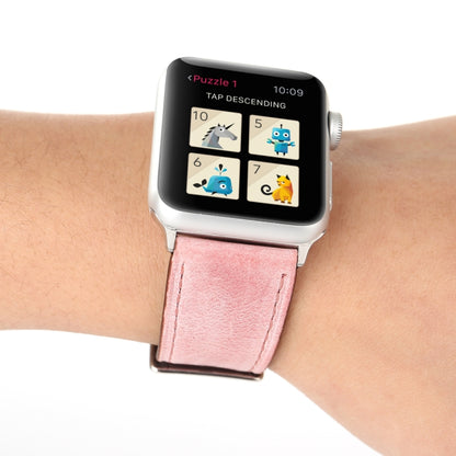 For Apple Watch Series 10 42mm / 9&8&7 41mm / SE 3&SE 2&6&SE&5&4 40mm / 3&2&1 38mm Fresh Style Genuine Leather Watch Band(Pink) by bashfashion