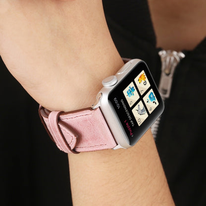 For Apple Watch Series 10 42mm / 9&8&7 41mm / SE 3&SE 2&6&SE&5&4 40mm / 3&2&1 38mm Fresh Style Genuine Leather Watch Band(Pink) by bashfashion