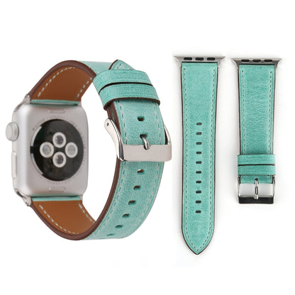 For Apple Watch Series 10 42mm / 9&8&7 41mm / SE 3&SE 2&6&SE&5&4 40mm / 3&2&1 38mm Fresh Style Genuine Leather Watch Band(Green) by bashfashion