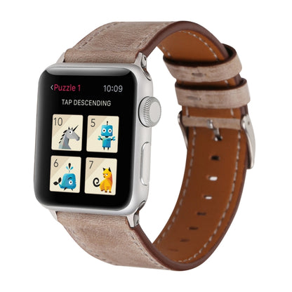 For Apple Watch Series 10 42mm / 9&8&7 41mm / SE 3&SE 2&6&SE&5&4 40mm / 3&2&1 38mm Fresh Style Genuine Leather Watch Band(Brown) by bashfashion