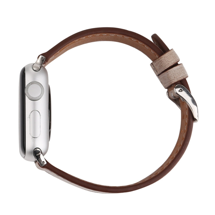 For Apple Watch Series 10 42mm / 9&8&7 41mm / SE 3&SE 2&6&SE&5&4 40mm / 3&2&1 38mm Fresh Style Genuine Leather Watch Band(Brown) by bashfashion