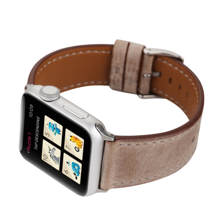 For Apple Watch Series 10 42mm / 9&8&7 41mm / SE 3&SE 2&6&SE&5&4 40mm / 3&2&1 38mm Fresh Style Genuine Leather Watch Band(Brown) by bashfashion