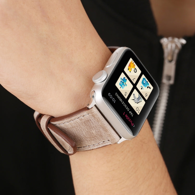 For Apple Watch Series 10 42mm / 9&8&7 41mm / SE 3&SE 2&6&SE&5&4 40mm / 3&2&1 38mm Fresh Style Genuine Leather Watch Band(Brown) by bashfashion