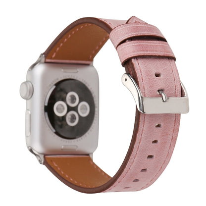 For Apple Watch Ultra 49mm&Watch Ultra 2 49mm / Series 10 46mm / 9&8&7 45mm / SE 3&SE 2&6&SE&5&4 44mm / 3&2&1 42mm Fresh Style Genuine Leather Watch Band(Pink) by bashfashion