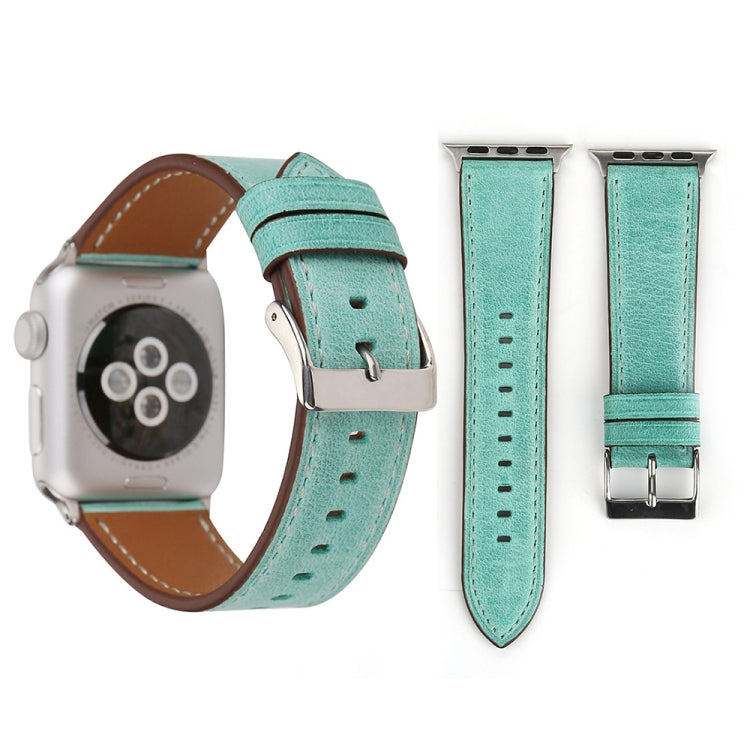 For Apple Watch Ultra 49mm&Watch Ultra 2 49mm / Series 10 46mm / 9&8&7 45mm / SE 3&SE 2&6&SE&5&4 44mm / 3&2&1 42mm Fresh Style Genuine Leather Watch Band(Green) by bashfashion