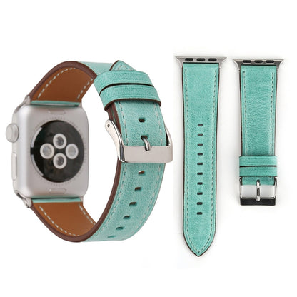 For Apple Watch Ultra 49mm&Watch Ultra 2 49mm / Series 10 46mm / 9&8&7 45mm / SE 3&SE 2&6&SE&5&4 44mm / 3&2&1 42mm Fresh Style Genuine Leather Watch Band(Green) by bashfashion