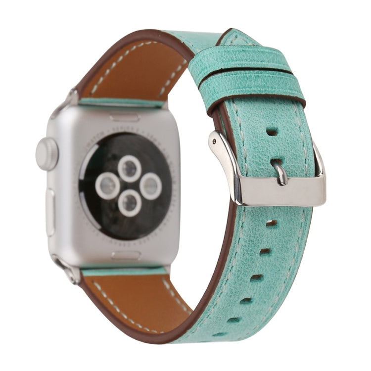 For Apple Watch Ultra 49mm&Watch Ultra 2 49mm / Series 10 46mm / 9&8&7 45mm / SE 3&SE 2&6&SE&5&4 44mm / 3&2&1 42mm Fresh Style Genuine Leather Watch Band(Green) by bashfashion