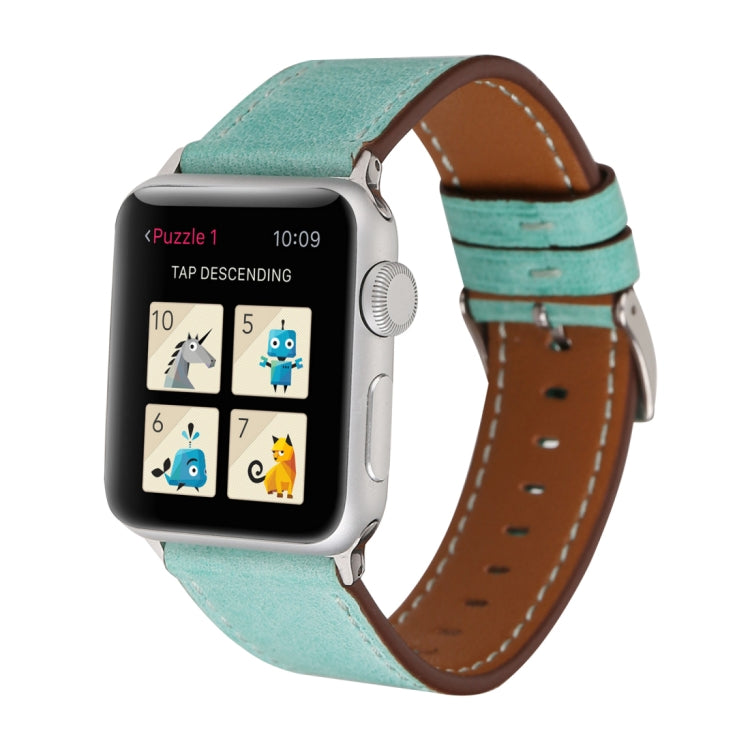 For Apple Watch Ultra 49mm&Watch Ultra 2 49mm / Series 10 46mm / 9&8&7 45mm / SE 3&SE 2&6&SE&5&4 44mm / 3&2&1 42mm Fresh Style Genuine Leather Watch Band(Green) by bashfashion